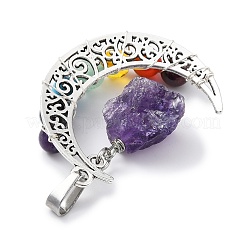 7 Chakra Gemstone Round Pendants&nbsp;PALLOY-JF02402-02