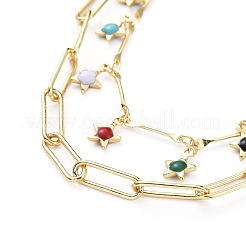 Brass Enamel Double Layer Necklaces&nbsp;NJEW-JN02831-02