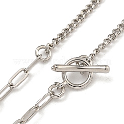 Brass Curb Chain & Paperclip Chain Necklaces for Women&nbsp;NJEW-U011-08P