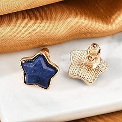 Natural Lapis Lazuli Stud Earrings&nbsp;EJEW-H153-01G-01