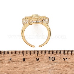 Adjustable Brass Micro Pave Cubic Zirconia Cuff Rings for Women&nbsp;RJEW-B139-03G