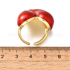 Brass Enamel Cuff Rings for Women&nbsp;RJEW-B114-01G