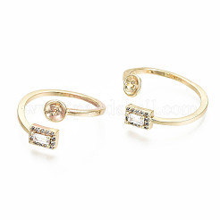 Brass Micro Pave Clear Cubic Zirconia Peg Bails Cuff Finger Ring Settings&nbsp;KK-S360-011-NF