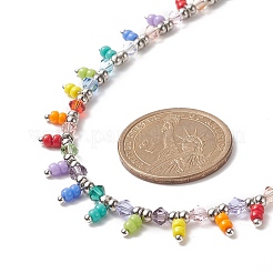 Glass Seed Beaded Charms Necklace for Women&nbsp;NJEW-JN04189