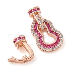 Rack Plating Brass Micro Pave Clear Cubic Zirconia Fold Over Clasps&nbsp;KK-S384-17RG
