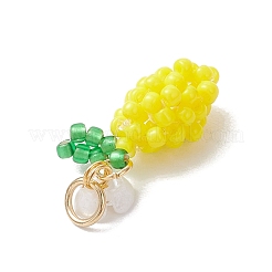 Glass Seed Beaded Lemon with Flower Pendants&nbsp;PALLOY-MZ00854