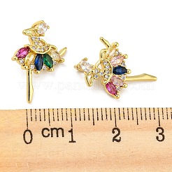 Rack Plating Brass Cubic Zirconia Pendants&nbsp;KK-M258-06G-02