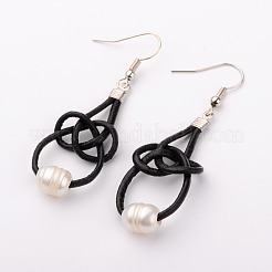 Freshwater Pearl Beads Dangle Earrings&nbsp;X-EJEW-PJE746