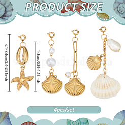 4Pcs 304 Stainless Steel & Imitated Pearl & Acrylic Pendant Decorations&nbsp;HJEW-NB00325