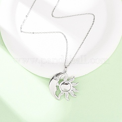 304 Stainless Steel Sun Moon Pendant Cable Chain Necklaces for Men Women&nbsp;NJEW-K308-04D-P