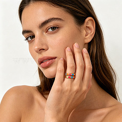 304 Stainless Steel Enamel Cuff Open Rings&nbsp;WG2D194-01