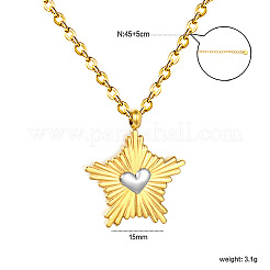 Duo Tone 304 Stainless Steel Star with Heart Pendant Necklaces for Women&nbsp;WG2BCC9-01