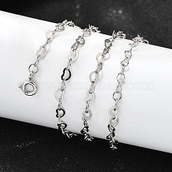 925 Sterling Silver Heart Link Chain Necklaces for Women&nbsp;NJEW-R025-01P