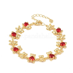 Bear Brass Micro Pave Cubic Zirconia Link Chain Bracelets for Women&nbsp;BJEW-K248-05G-06