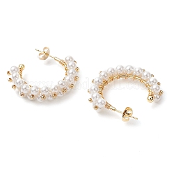 Shell Pearl C-Shaped Stud Earrings&nbsp;EJEW-TA00593