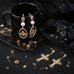 12Pcs 4 Style Teardrop Shape Brass Stud Earring Findings&nbsp;KK-BBC0011-75