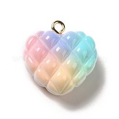 Rainbow Color Opaque Resin Waffle Beads Pendants&nbsp;RESI-F035-01