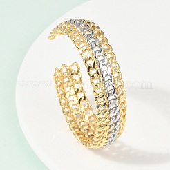 Brass Curb Chain Shape Cuff Bangles for Women&nbsp;BJEW-H202-02GP