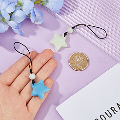 2Pcs 2 Colors Luminous Star Resin Mobile Straps&nbsp;HJEW-DC0001-37