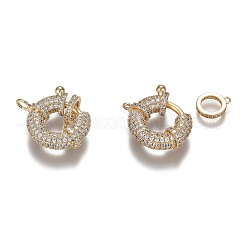Brass Micro Pave Clear Cubic Zirconia Spring Ring Clasps&nbsp;ZIRC-F120-013G