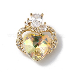 Real 18K Gold Plated Rack Plating Brass Micro Pave Clear Cubic Zirconia Pendants&nbsp;KK-C015-11G