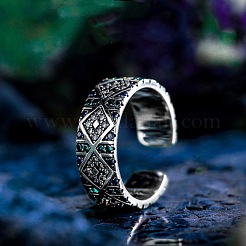 Brass Micro Pave Cubic Zirconia Cuff Open Rings for Men&nbsp;WGF2EDB-01