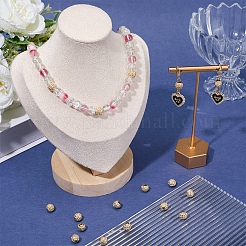 20Pcs Round Brass Micro Pave Cubic Zirconia Beads&nbsp;ZIRC-SC0001-37G
