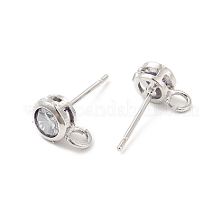 Brass Micro Pave Cubic Zirconia Stud Earring Findings&nbsp;ZIRC-P105-02P-05