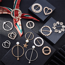 14Pcs 14 Style Alloy Resin Imitation Pearl Buckles&nbsp;JEWB-PH0001-21