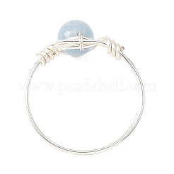 Natural Gemstone Round Braided Bead Finger Rings for Women&nbsp;RJEW-JR00953-02