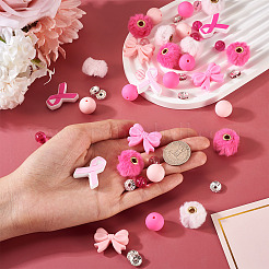 48Pcs DIY Breast Cancer Awareness Themed Jewelry Finging Kits&nbsp;DIY-TA0013-60