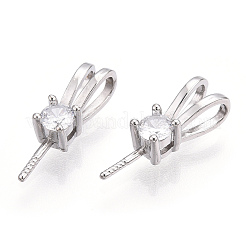 Rhodium Plated 925 Sterling Silver Micro Pave Cubic Zirconia Peg Bails&nbsp;STER-T004-27P
