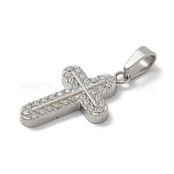 304 Stainless Steel Micro Pave Cubic Zirconia Pendants&nbsp;STAS-Z107-08P-05