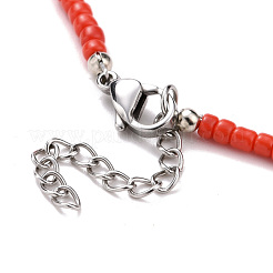 7 Pcs 7 Colors Chakra Jewelry Glass Seed Beaded Necklaces Set&nbsp;NJEW-JN03803