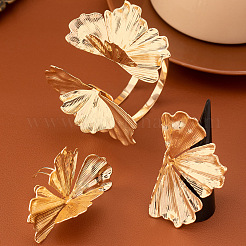 Ginkgo Leaf Alloy Cuff Bangles & Stud Earrings Sets&nbsp;FS-WGAE903-01