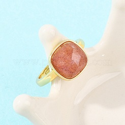 Natural Strawberry Quartz Finger Rings with Brass Findings&nbsp;G-H353-04G-05