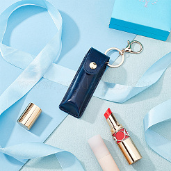Portable Imitation Leather Lipstick Keychain Holder&nbsp;KEYC-WH0029-56A