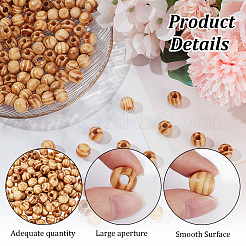 120Pcs Pinewood Large Hole European Beads&nbsp;WOOD-OC0003-81A