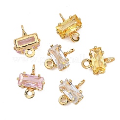 SHEGRACE Brass Pave Cubic Zirconia Rectangle Connector Charms&nbsp;XGRQ2O369-438G