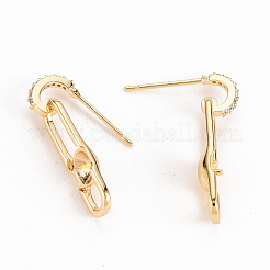 Brass Micro Pave Clear Cubic Zirconia Stud Earring Findings&nbsp;KK-S356-261-NF