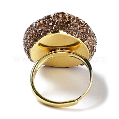 Natural Dyed Jade Teardrop Adjustable Ring with Rhinestone&nbsp;RJEW-E052-02G-02