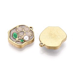 304 Stainless Steel and Enamel ABS Imitation Pearl Pendants&nbsp;STAS-T068-85A