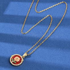 Brass Micro Pave Cubic Zirconia Pendant Neckalces for Women&nbsp;NJEW-C076-01A-G
