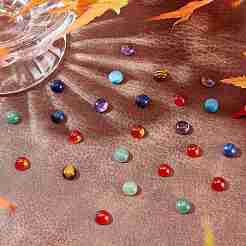 28Pcs 7 Style atural Carnelian & Yellow Aventurine & Tiger Eye & Green Aventurine & Turquoise & Lapis Lazuli & Amethyst Cabochons&nbsp;G-SC0002-13B