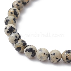 Natural Dalmatian Jasper Round Beaded Stretch Bracelets&nbsp;BJEW-JB09727-02