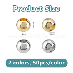 100Pcs 2 Colors Stainless Steel Beads&nbsp;STAS-DC0017-48