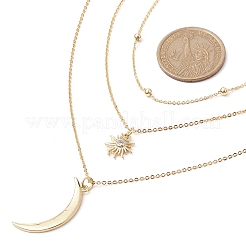 Brass Cable & Satellite Chains 3 Layer Necklaces&nbsp;NJEW-JN04499