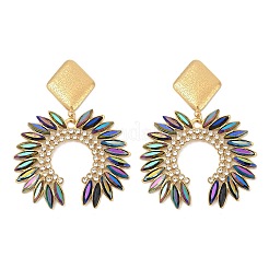 304 Stainless Steel Glass Dangle Stud Earrings&nbsp;EJEW-M095-12G-01