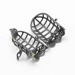 Brass Rack Plating Cage Pendants&nbsp;KK-F722-41AB-RS