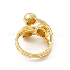 Brass Triple Half Round Open Cuff Ring for Women&nbsp;RJEW-I092-03G